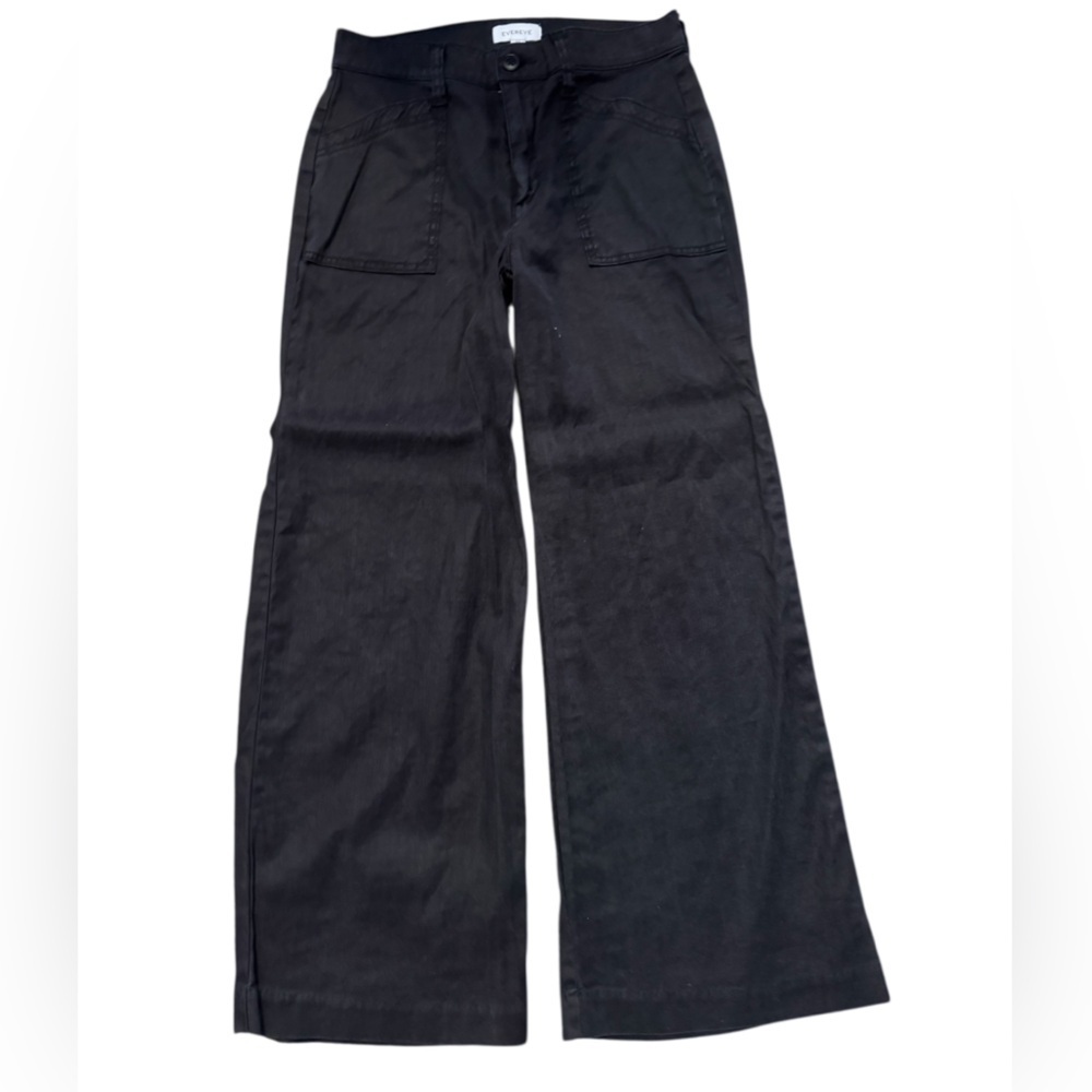 Evereve Linen Blend Black Pants, Size 27, High Waist, Straight, Dress Pant - Picture 1 of 6